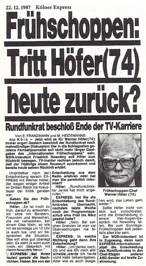 Höfers Rücktritt